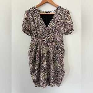 Guild Prime Floral V-neck Gathered Skirt Mini Dress • 36